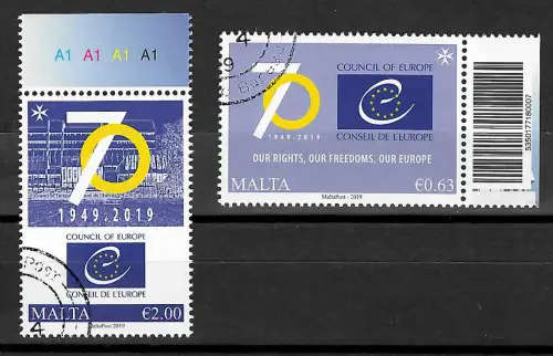 Malta 2019: 10 Jahre Europarat, European Council, gestempelt