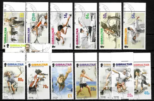 Gibraltar 2019: XVIII Island Games Sportarten, gestempelt - 14 Werte