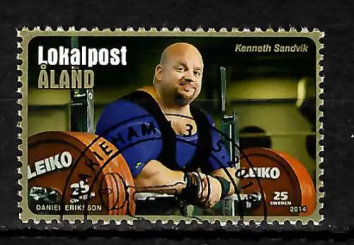 Aland Lokalpost 2014: Kenneth Sandvik, Gewichtheben, #393, gestempelt