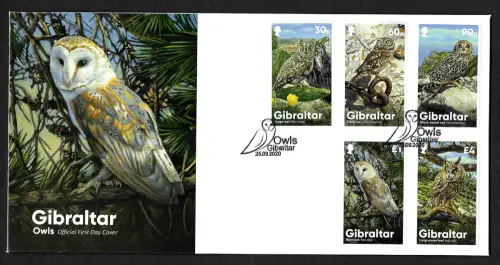 Gibraltar 2021: Eulen aus Gibraltar, FDC