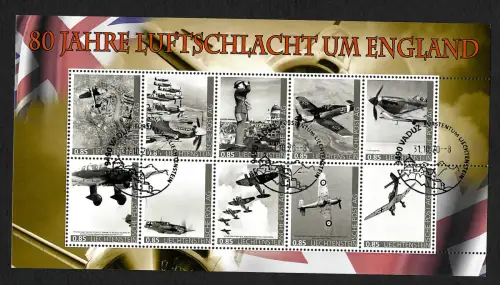 Liechtenstein 2021: 80 Jahre Luftschlacht um England, gestempelt