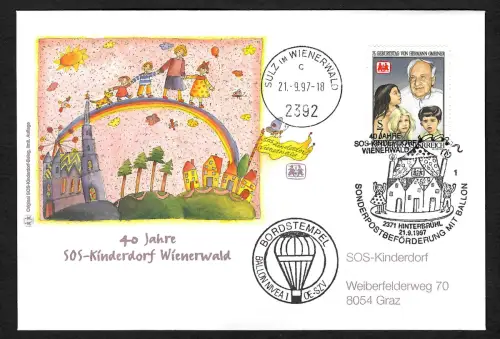 Österreich 1997: 40 Jahre SOS-Kinderdorf Wienerwald, Sonderpostbeförderung