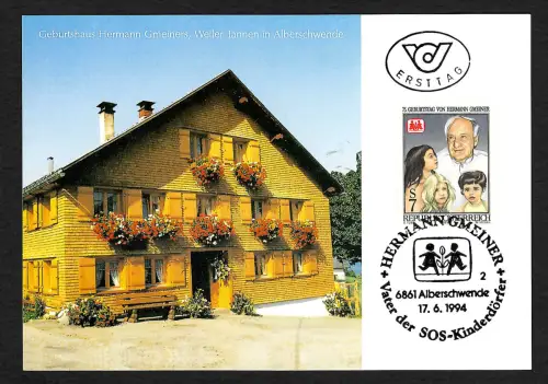 Österreich/Bund/Schweiz 1994: Herman Gemeiner, Vater der SOS Kinderdörfer