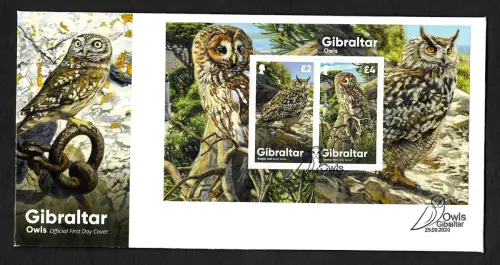 Gibraltar 2020: Eulen aus Gibraltar, FDC