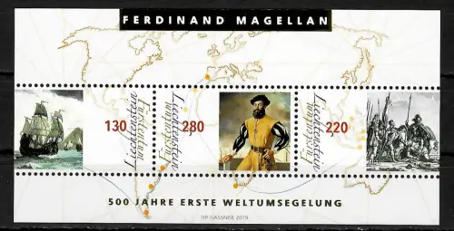 Liechtenstein 2019: 500 Jahre erste Weltumsegelung, Ferdinand Magellan, postfrisch