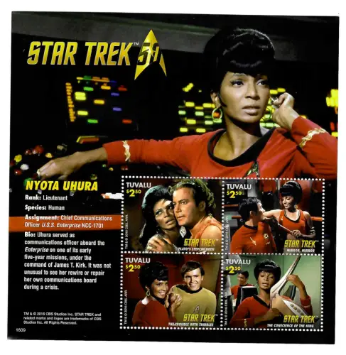Tuvalu 2016: Nyota Uhura, lieutenant, Block postfrisch