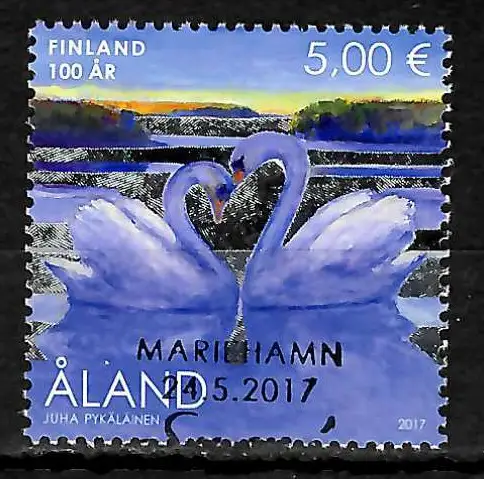 Aland 2017: 100 Jahre Unabhängigkeit in Finnland, Schwäne, gestempelt