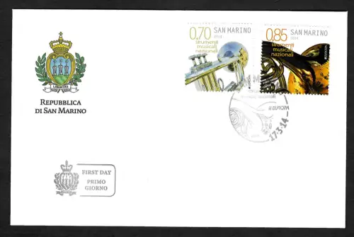 San Marino 2014: EUROPA: Musikinstrumente FDC