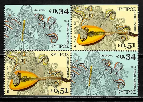 Zypern 2014: EUROPA: Musikinstrumente im Block postfrisch