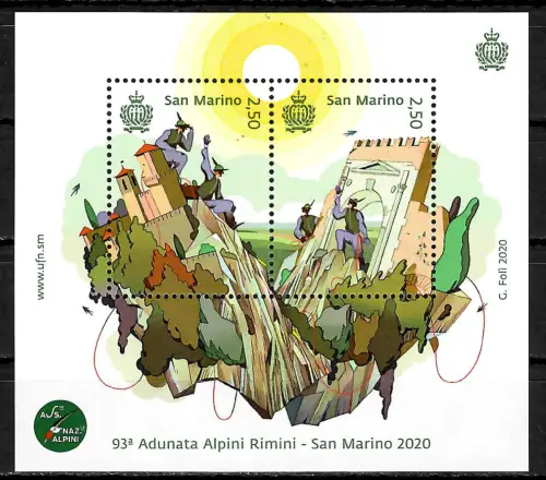 San Marino 2020: Adunata Alpini Rimini, Alpenjäger, postfrisch
