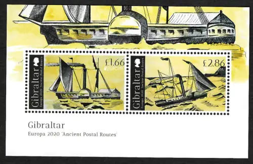 Gibraltar 2020: EUROPA: Ancient Postal Routes, Alte Postrouten, Block postfrisch
