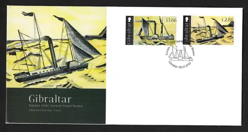 Gibraltar 2020: EUROPA: Ancient Postal Routes, Alte Postrouten, FDC