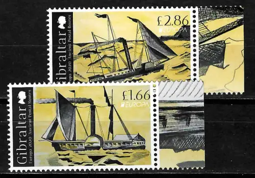 Gibraltar 2020: EUROPA: Ancient Postal Routes, Alte Postrouten, postfrisch