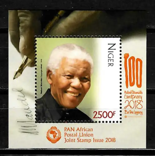Niger 2018: PAN African Joint Stamp Issue: Nelson Mandela