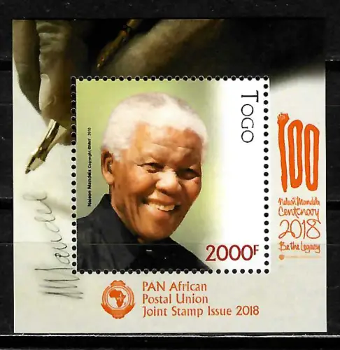 Togo 2018: PAN African Joint Stamp Issue: Nelson Mandela