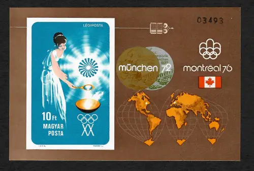 Umgarn 1973: München 1972, Montreal 1976 Olympia: Block #96B ungez. postfrisch