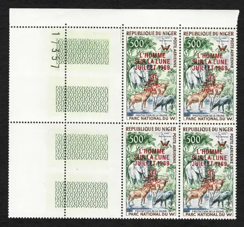 Niger: Mondlandung Apollo 11, #224 mit rotem Aufdruck, VE 1 postfrisch