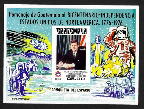 Guatemala 1976: Unabhängigkeit, Apollo, Kennedy, Block #23, postfrisch