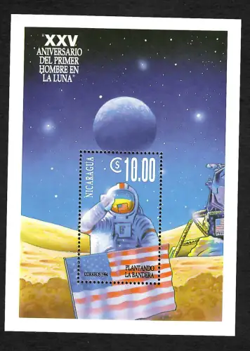 Nicaragua 1994: XXV Aniversario del primer Hombre en la Luna, Block postfrisch