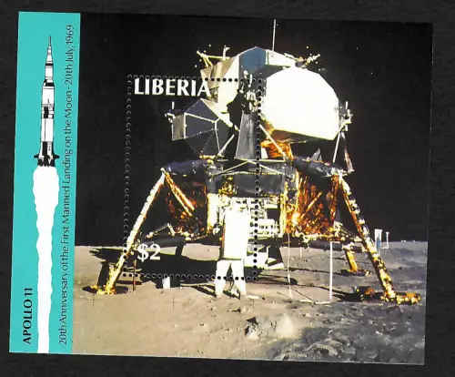 Liberia1989: 20 years First man on the moon, Block #67, postfrisch