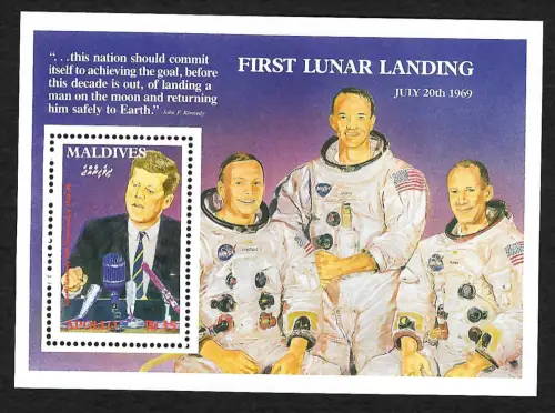 Maledives 1989: Apollo 11, John F. Kennedy, Block #147, postfrisch