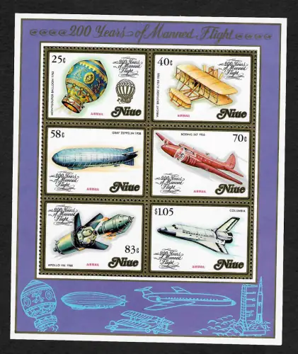 Niue: 200 years of manned flight, bemannte Luftfahrt, Block postfrisch