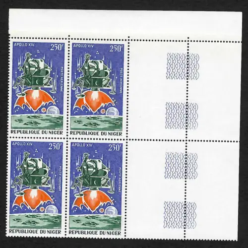 Niger: Mondlandung Apollo 14, Viererblock VE2, postfrisch