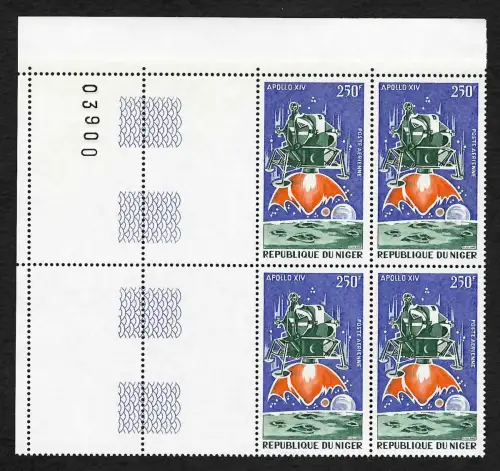 Niger: Mondlandung Apollo 14, Viererblock VE1, postfrisch