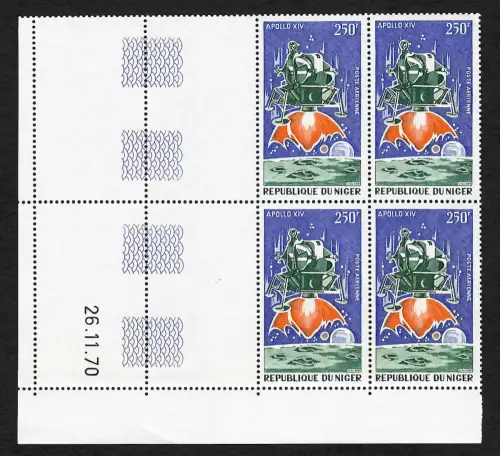 Niger: Mondlandung Apollo 14, Viererblock VE3, #281, postfrisch