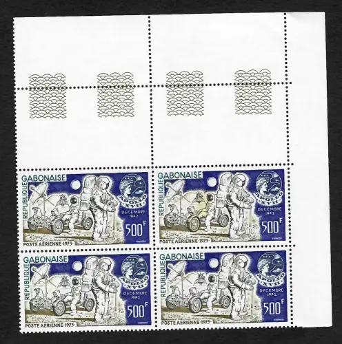 Gabun 1973: Apollo 17, postfrischer Viererblock VE2, #515, Mondauto