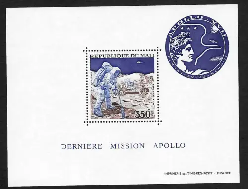 Mali: Block #7, Apollo 17, Derniere Mission Apollo, postfrischer Block