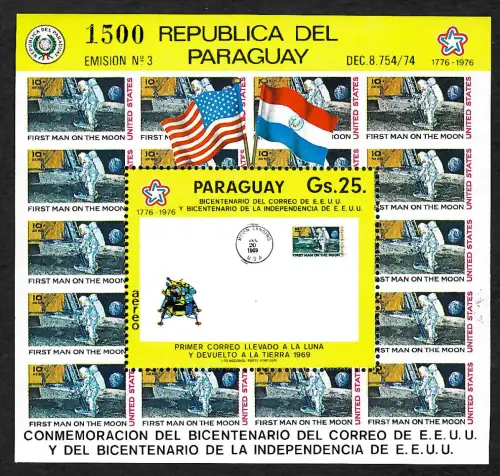 Paraguay: Raketenpost und Mondbrief, Block #279, postfrisch