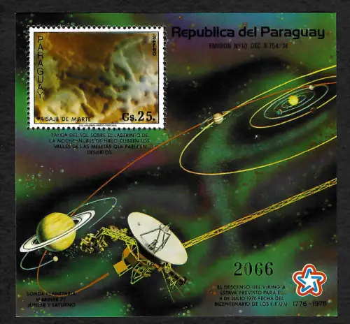 Paraguay: Projekt Viking, Mars Landung, Block #307, postfrisch