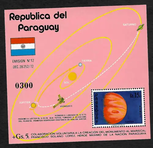 Paraguay: Raumsonde Pionier 11, Block #247, postfrisch