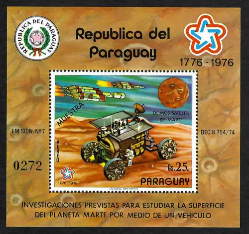 Paraguay: Eroberung des Mars, Block #294, MUESTRA, postfrisch