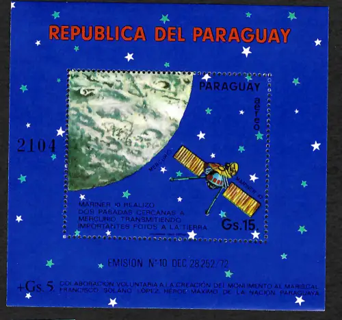 Paraguay: Weltraum Mariner 10, Block #231, postfrisch
