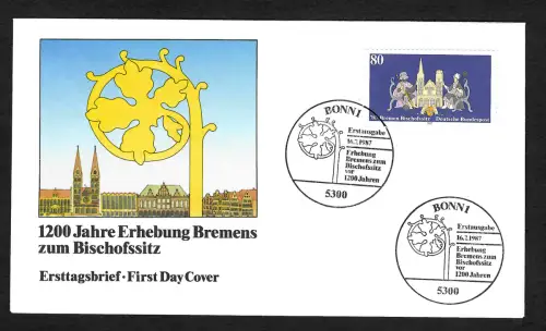 Bund 1987: Bischofssitz Bremen, FDC