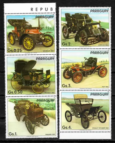 Paraguay: Oldtimer: Fiat, Peugeot, Panhard, Stanley, Wolseley, Cadillac, **