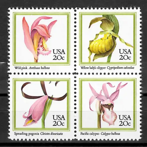 USA 2021: #1683-1686, Orchideen, Viererblock, postfrisch