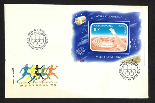 Rumänien 1976: Olympische Sommerspiele Montreal, Block auf FDC