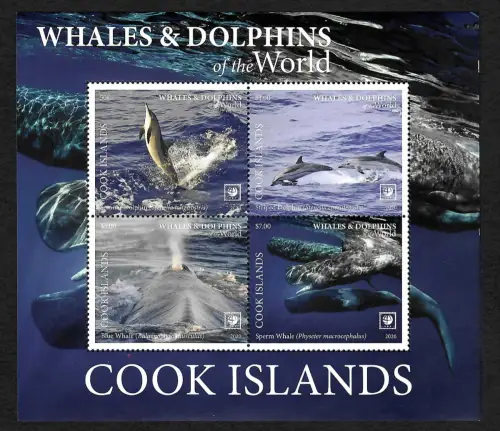 Cook Inseln 2020: Whales & Dolphins of the World, Wale und Delphine, postfrisch