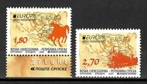 Bosnien Herzegovina 2020: EUROPA: Historische Postwege, postfrisch