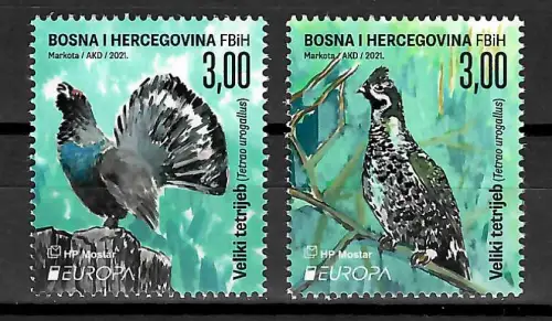 Bosnien Herzegovina 2021: EUROPA Gefährdete nationale Tiere, postfrisch