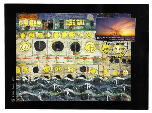 Bund 2011: Blatt Hundertwasser - Teil eines Dampfers, Sonderstempel Norderstedt