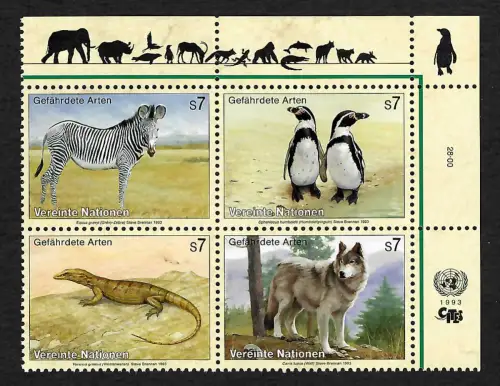 UNO Wien 1993: Gefährdete Arten, postfrisch #143-146