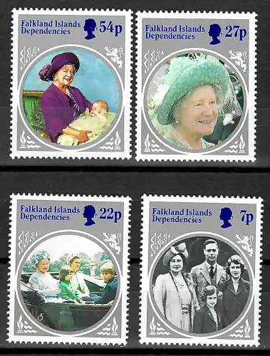 Falkland Inseln: 85. Geburtstag von Königin Elisabeth, #133-136, postfrisch