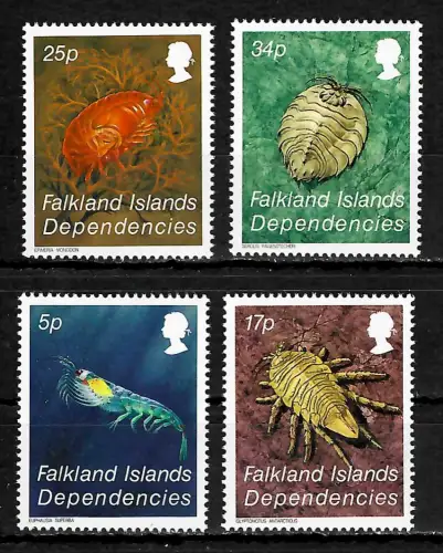 Falkland Inseln: Krebstiere, 4 Briefmarken postfrisch, #121-124