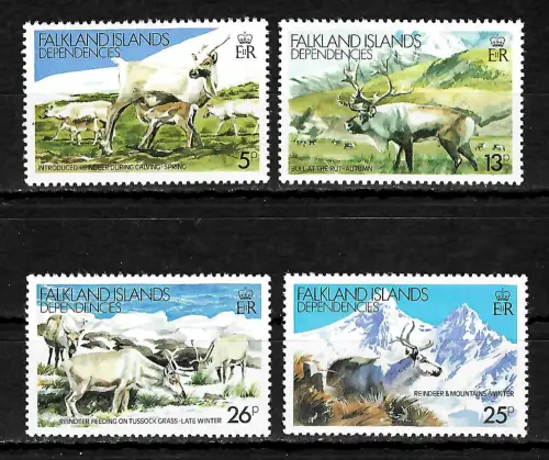 Falkland Inseln: Rentiere, 4 Briefmarken postfrisch, #102-105