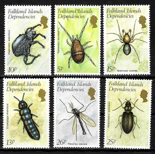 Falkland Inseln: Insekten und Spinnentiere, 6 Briefmarken postfrisch, #106-111