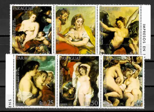 Paraguay 2023: Gemälde, 6x Briefmarken, postfrisch